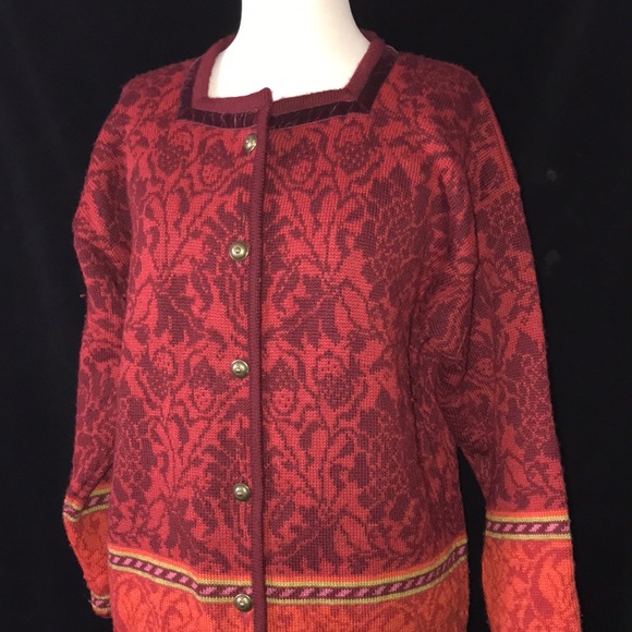 Oleana Sweaters - Women’s OLEANA THE NORWEGIAN STORY Open Front Cardigan Sz M 100% Pure New Wool